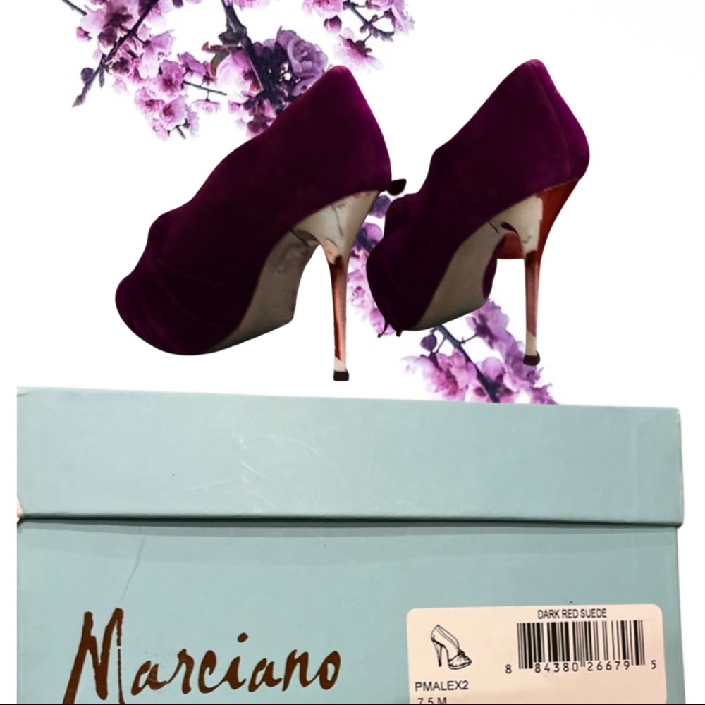 Sexy silhouette burgundy maroon knotted open toe pumps stiletto heels - Picture 6 of 6